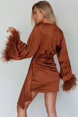 Screen Queen Feather Cuff Mini Dress Ginger