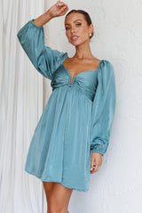 Tansy Long Sleeve Babydoll Dress Teal