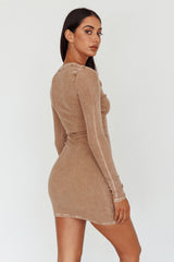 Goin' Solo Faux Placket Mini Dress Khaki