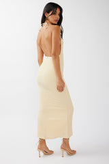 Mayah Halterneck Maxi Dress Textured Lemon