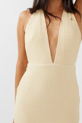 Mayah Halterneck Maxi Dress Textured Lemon