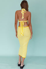 Makaria Cut-Out Crochet Midi Dress Lemon