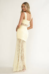 Oliana Twist Bust Lace Maxi Dress Lemon