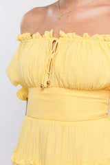 Everley Puff Sleeve Mini Dress Lemon