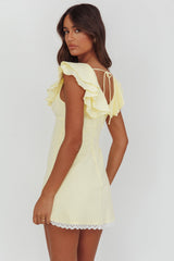 Unpredictable Layered Ruffle Neckline Mini Dress Butter