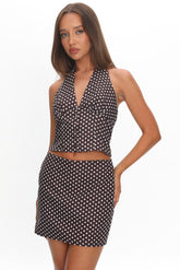 Sundrenched Mini Skirt Polka Dot Chocolate
