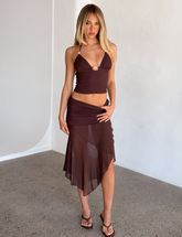 ZINNIA MIDI SKIRT - CHOCOLATE