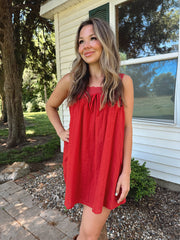 Gema Red Textured Mini Dress