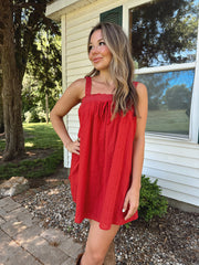 Gema Red Textured Mini Dress