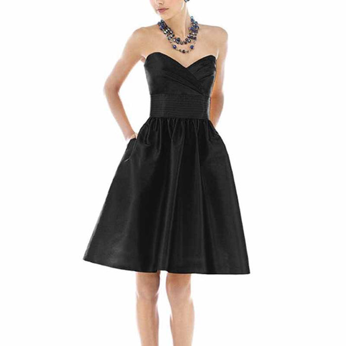A-line Off-The-Shoulder Short/Mini Satin Prom Dresses With Pocket