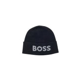 Bonnet Boss homme noir logo brodé vue de face — mélange laine polyamide viscose Ref. 50548777