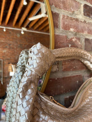 Brigitte Champagne Woven Shoulder Bag