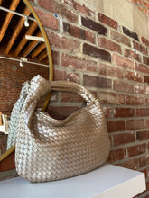 Brigitte Champagne Woven Shoulder Bag