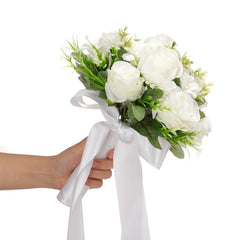 Bulk 9" Bridal Bouquet White and Champagne Wedding Bouquets Wholesale