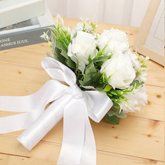 Bulk 9" Bridal Bouquet White and Champagne Wedding Bouquets Wholesale