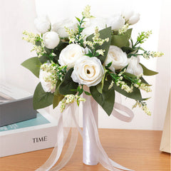 Bulk 9" Rose Bridal Bouquet Artificial Silk Rose Wedding Bouquet Wholesale