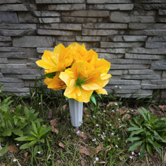 Bulk Cemetery Flowers Clivia in Vase for Graves and Memorials Arrangements Wholesale