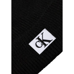 Image 2 : Détail du bonnet noir Calvin Klein Jeans pour homme, matière acrylique douce — Delvale
