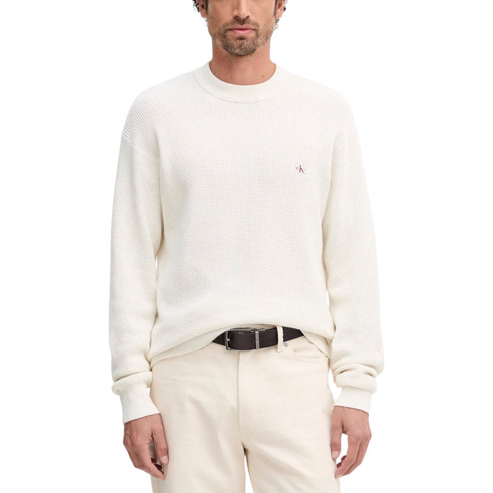 Image 1 : Pull Calvin Klein Jeans homme beige col rond manches longues — Delvale