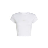 Image 1 : T-shirt Calvin Klein Jeans femme blanc à col rond et coupe ajustée — delvale