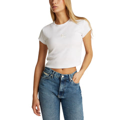 Image 3 : T-shirt Calvin Klein Jeans femme blanc col rond style décontracté — delvale