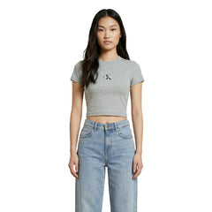 Image 1 : T-shirt Calvin Klein Jeans femme gris à col rond et manches courtes — delvale