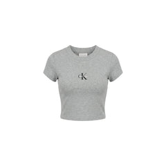 Image 3 : Vue de profil t-shirt Calvin Klein Jeans gris col rond femme — delvale