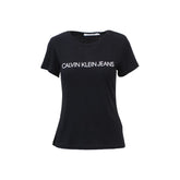 Image 1 : T-shirt Calvin Klein Jeans femme noir avec impression logo sur le devant — delvale