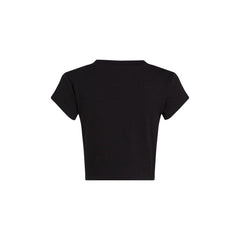 Image 2 : T-shirt femme noir Calvin Klein Jeans, détail col rond et finitions — delvale