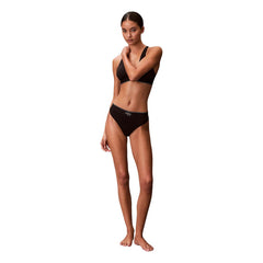 Image 2 : Vue de face de l'ensemble lingerie Calvin Klein Underwear femme noir avec monogramme CK en bande contrastée — Delvale