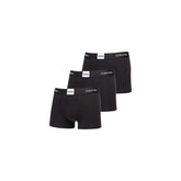 Image 1 : Lot de 3 boxers Calvin Klein Underwear homme noirs, vue de face empilés, ceinture élastique siglée Calvin Klein visible — Delvale