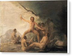 Cannibals Contemplating Human Remains - Canvas Print
