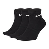 Image 1 : Lot de 3 paires de chaussettes Nike Ankle Cushion noires avec logo Swoosh blanc brodé, vue avant — Delvale