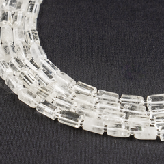 Clear Quartz Gemstone Pipe Bead, Crystal Healing Tube Beads.