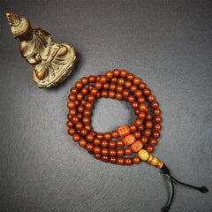 Corypha Linn Seed Mala,0.32" - Tibetan Buddhist mala beads, detailed view
