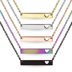 Cutout Heart Bar Necklace - Laser Engraved Personalization - Premium jewelry from WJW - Just $22.95! Shop now at Pat's Monograms