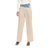 Image 1 : Pantalon femme Desigual beige en viscose polyester avec fermeture zip — delvale