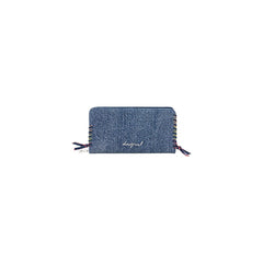 Image 1 : Portefeuille Desigual femme bleu azur en coton avec fermeture éclair — Delvale