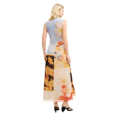 Image 3 : Robe Desigual femme orange portée, style bohème élégant avec motifs floraux — Delvale