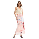 Image 1 : Robe Desigual femme rose à motifs floraux sans manches col V — delvale