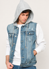 Detachable Hood Denim Vest Victorious