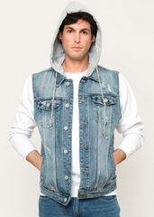 Detachable Hood Denim Vest Victorious