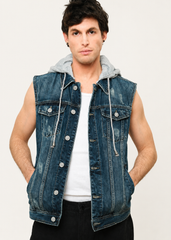 Detachable Hood Denim Vest Victorious