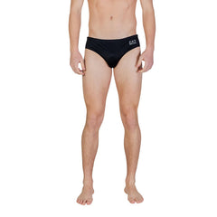Image 1 : Maillot de bain EA7 homme noir en polyester stretch, vue de face — Delvale