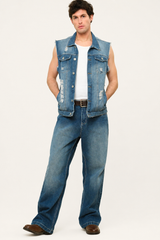 Essential Distressed Denim Vest Victorious