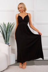 Bloom Baby Sleeveless V Neck Maxi Dress (Black)