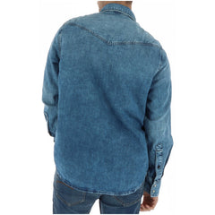 Image 2 : Vue de face chemise denim G-Star RAW homme col classique fermeture boutons et badge logo doré — Delvale