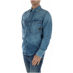 Image 3 : Détail poches frontales et texture denim délavé chemise G-Star RAW homme — Delvale