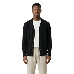 Image 1 : Cardigan homme noir Gianni Lupo col V à revers, vue de face — delvale