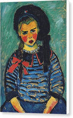 Girl With Red Ribbon - Canvas Print